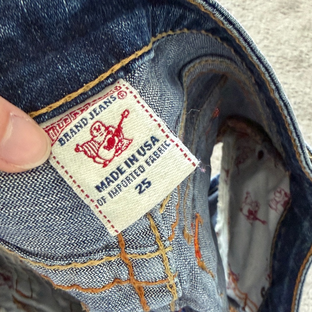 True Religion Women's Dark Blue Low-Rise Denim Shorts - Picture 5 of 7